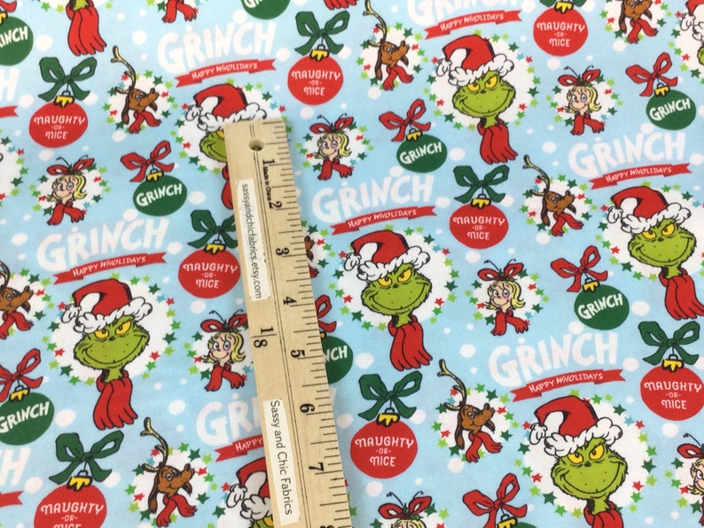 How the Grinch Stole Christmas Holiday Blue 100% Cotton Fabric ~ Dr ...