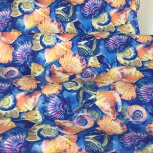 Flamingo Shell Royal Blue Fabric - Fabulous Flamingos Designed by Ro Gregg, Collection from Fabri-Quilt Cotton