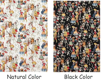 Fiesta de Los Muertos Natural or Black Color Cotton Fabric ~ Folklorico Collection for Alexander Henry Fabrics