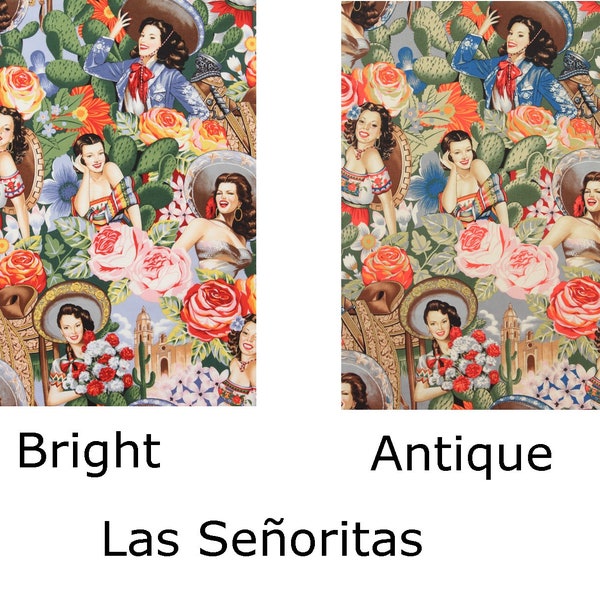 Las Senoritas Pin Ups Bright or Antique Color Fabrics ~  Nicole's Prints for Alexander Henry Fabrics, 100% Quilting Cotton Fabric