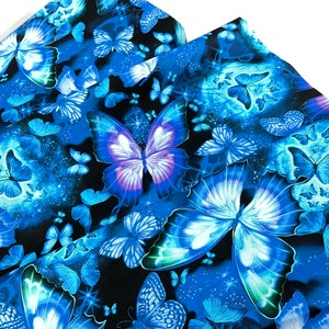 Night Sky Butterfly Fantasy Midnight Fabric ~ Cosmic Butterfly Collection from Timeless Treasures Fabrics, 100% Digital Cotton