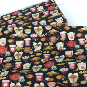 Chinese Food Take Out Black Fabric ~ Order Up Collection from Dan Morris for QT Fabrics ~100% Quilting Cotton