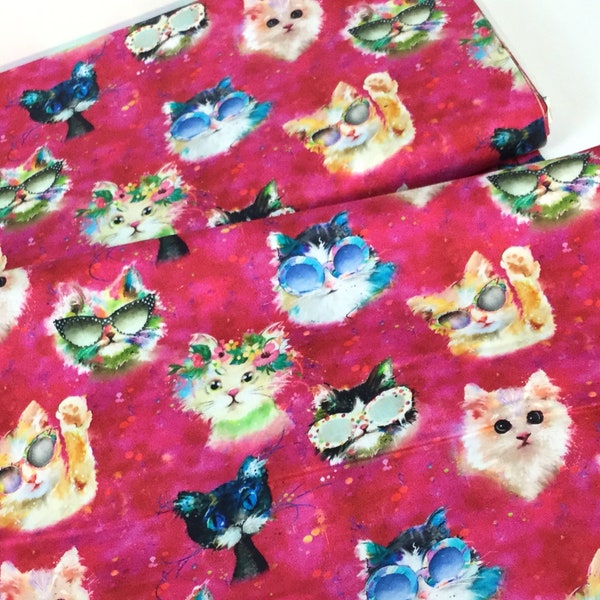Cat Print Fabric Etsy