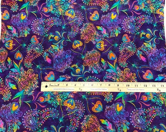 Large Paisley Violet 100% Cotton Fabric ~ Eclectica Collection by Dan Morris for QT Fabrics
