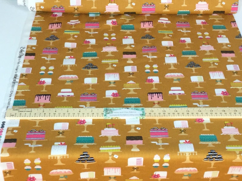 Michael Miller Collection Cotton Quilt SALE ~ By the Yard ~ Bake Shop Sweet Cakes Cinnamon Color ~ Bake Shop by Patty Solinger