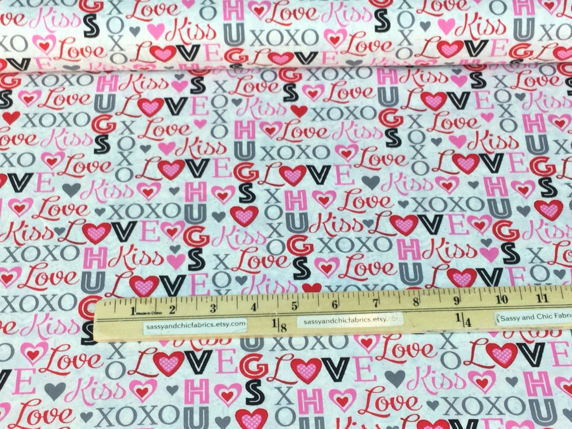 5 Yards 8 Dollars/yard Lovey Dovey Words Pink Fabric Etsy