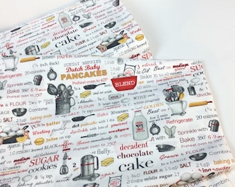 Kiss the Cook Follow the Recipe White Fabric ~ Kiss The Cook Collection for Robert Kaufman, 100% Quilting Cotton Fabric