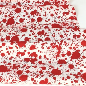 Classic Horror Films Blood Splatter Red/White Fabric  ~ Robert Kaufman 100% Quilting Cotton Fabric