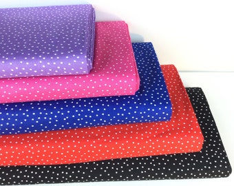 Dinky Dots Black/ Red/ Pink/ Lilac/ Blue Fabrics ~ Sew Creative Collection from Loralie Designs Fabric ~ 100% Quilting Cotton Fabric