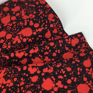 Classic Horror Films Blood Splatter Red/Black Fabric  ~ Robert Kaufman 100% Quilting Cotton Fabric