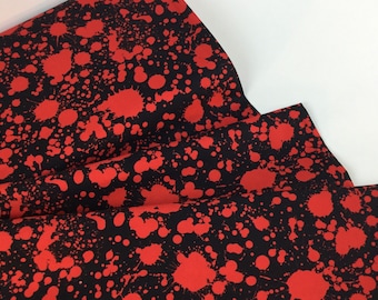 Classic Horror Films Blood Splatter Red/Black Fabric  ~ Robert Kaufman 100% Quilting Cotton Fabric