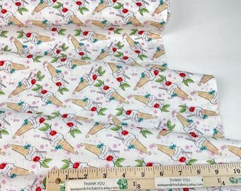Ice Scream You Scream White Background, 100% Quilting Cotton ~ Sweet Summertime Collection Licensed by Duncan MacDougal for 3 Wishes Fabrics