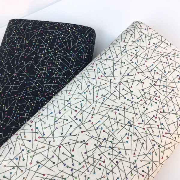 Pin Toss 2 Colors: Black or Cream 100% Quilting Cotton Fabric ~ Sew Lovely Collection by Dan Morris for QT Fabrics