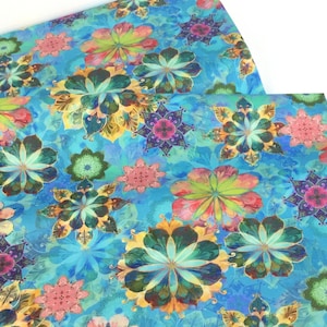 Venice Florals Turquoise VERY LIGHTWEIGHT Fabric ~ Venice Collection by Christiane Marques for Robert Kaufman Fabrics, 100% Cotton