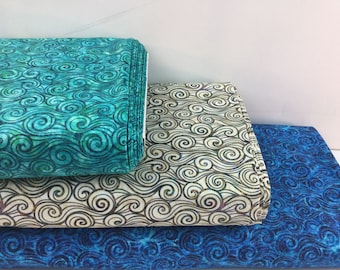 Ocean Waves 3 Colors: Turquoise/ Ocean/ Sand, 100% Cotton Quilting Fabric ~ Oceana Collection by Dan Morris for QT Fabrics