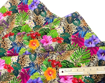 Floral Leopard 100% Cotton Fabric ~ Who Let the Birds Out Collection from Sykel Enterprises Fabrics