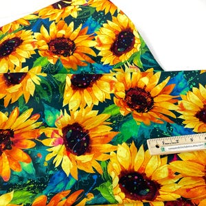 Sundance Sunflowers Hunter Color, 100% Cotton Fabric ~ Sundance Collection by Chong-a Hwang for Timeless Treasures Fabrics