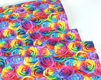 Packed Rainbow Roses Fabric ~ Rainbow Rose Collection by Chong-A Hwang for Timeless Treasures, 100% Quilting Cotton