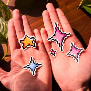 Pixel Star Sticker Pack – Glossy Weatherproof Vinyl Stickers | Retro Pixel Art Gamer Stickers | Cute 8-Bit Stickers for Laptop & Journal