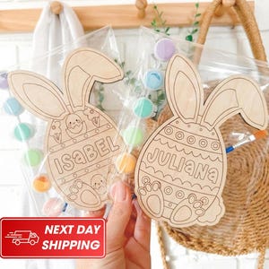 Personalized Easter Egg Paint Kit, Wooden Bunny Craft for Kids, DIY Easter Activity, Custom Name Easter Basket Stuffer EK01