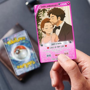Poke Themed Personalized Anniversary Card & Acrylic Block, Thoughtful Gift for Couple, Valentine’s Day or Special Anniversary Celebration