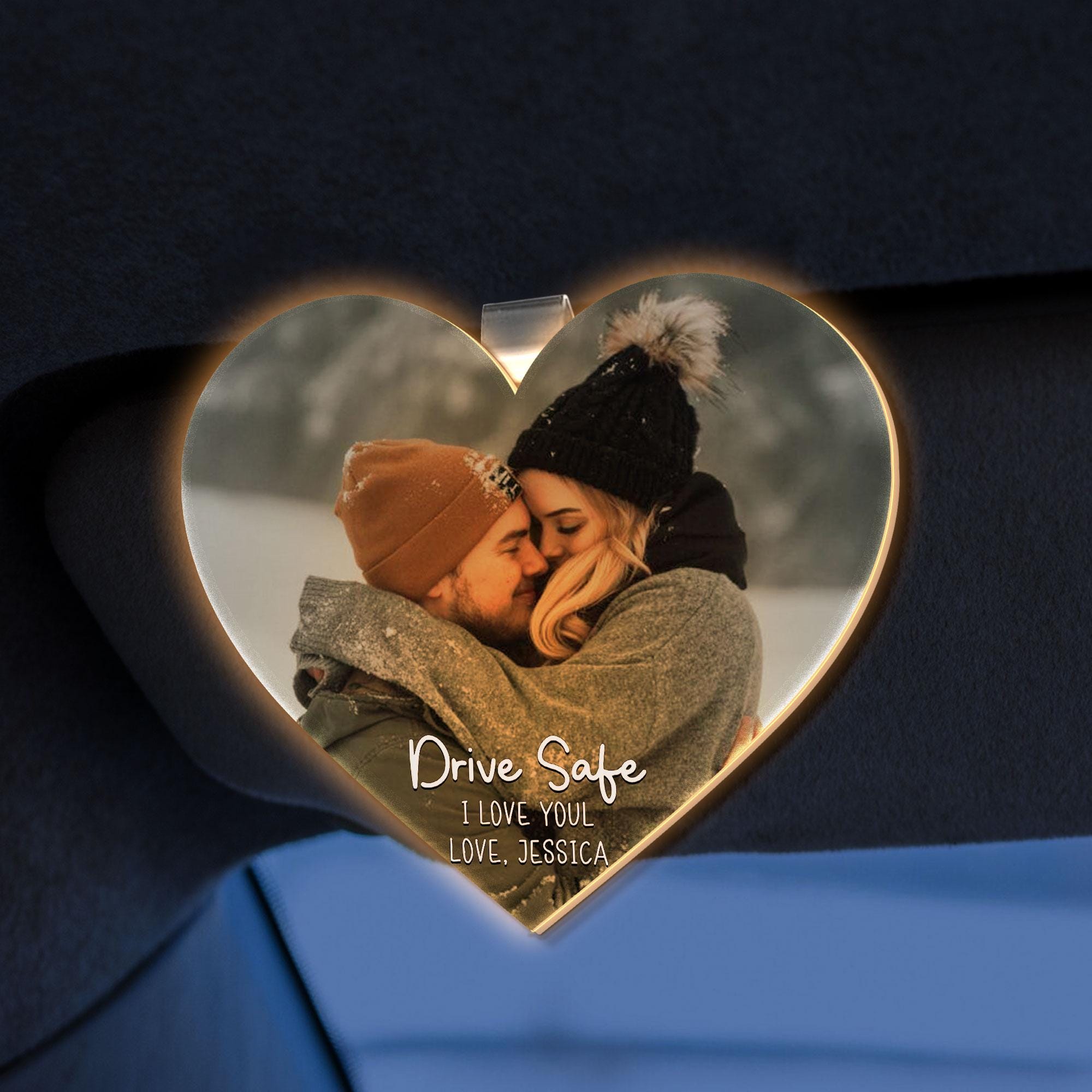 Custom LED Car Visor Clip with Photo, Personalized Car Visor Photo Plaque with LED Light, Clip for Car, Valentine Gift, Gift For Him CV22