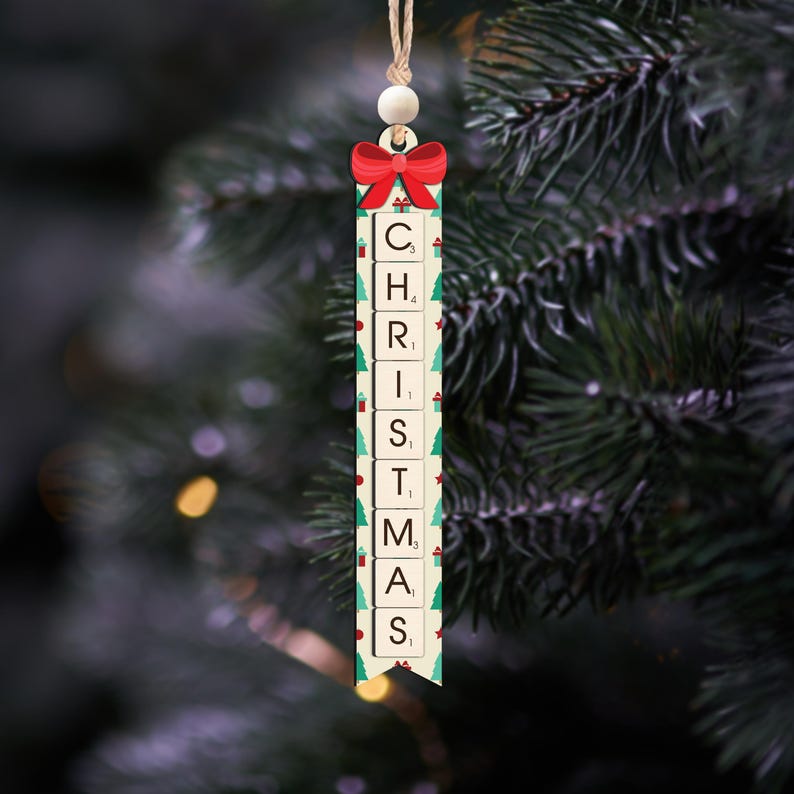 Personalized Scrabble Letter Name Ornaments, Scrabble Puzzle Christmas