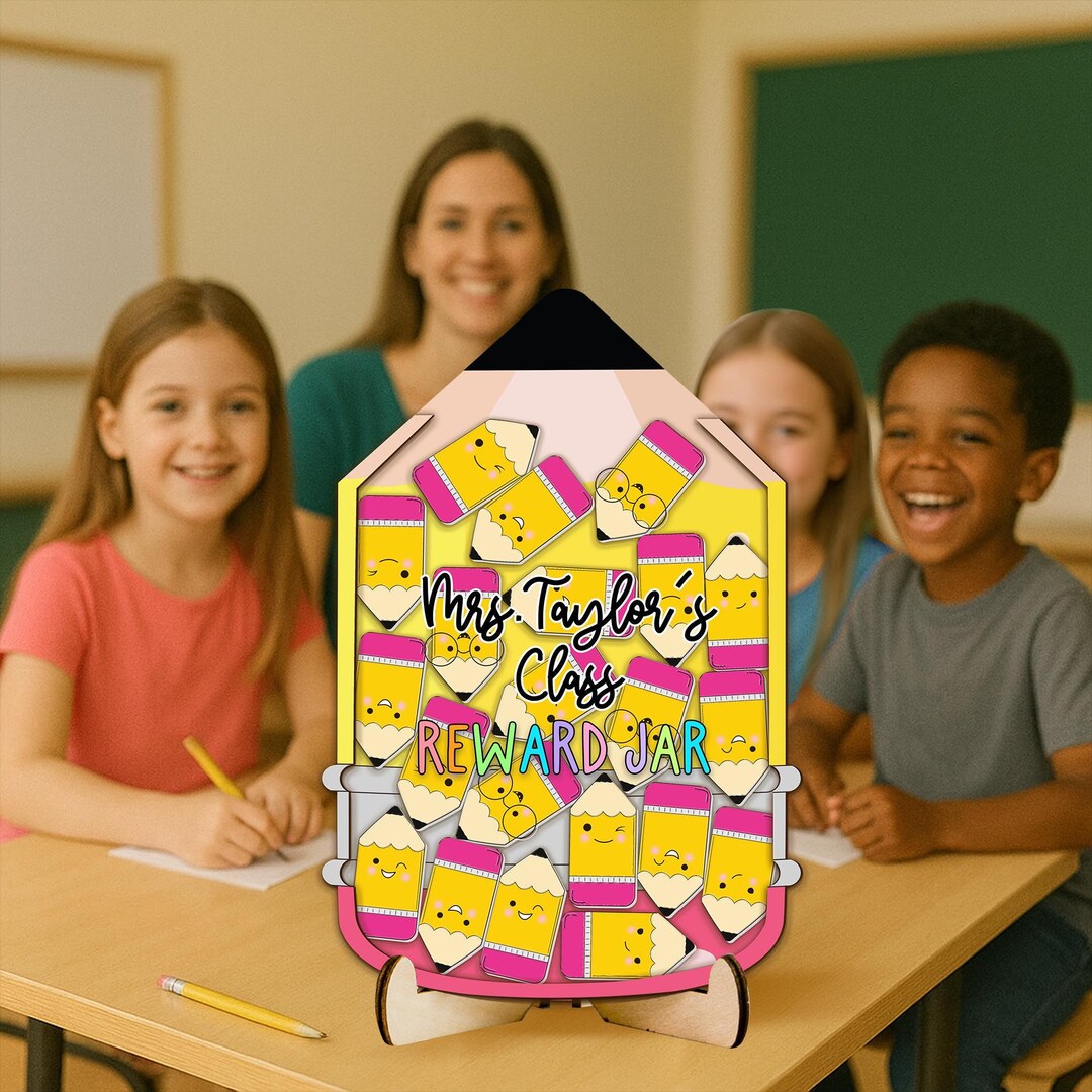 Personalized Reward Jar for Students, Pencil Token Jar, Classroom Decor ...