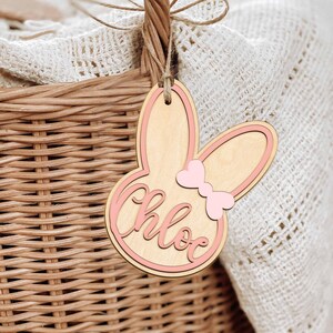 Personalized Easter Basket Name Tag, Custom Easter Gift Tag, Personalized Wooden Name Tag For Easter Basket, Easter Bunny Gift Tag VN27