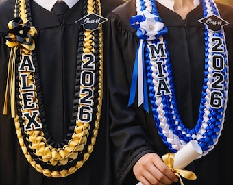 Personalized Graduation Lei 2026, Custom Name Ribbon Lei, Satin Grad Lei, Senior Graduation Gift, Class of 2026 Gift for Graduate