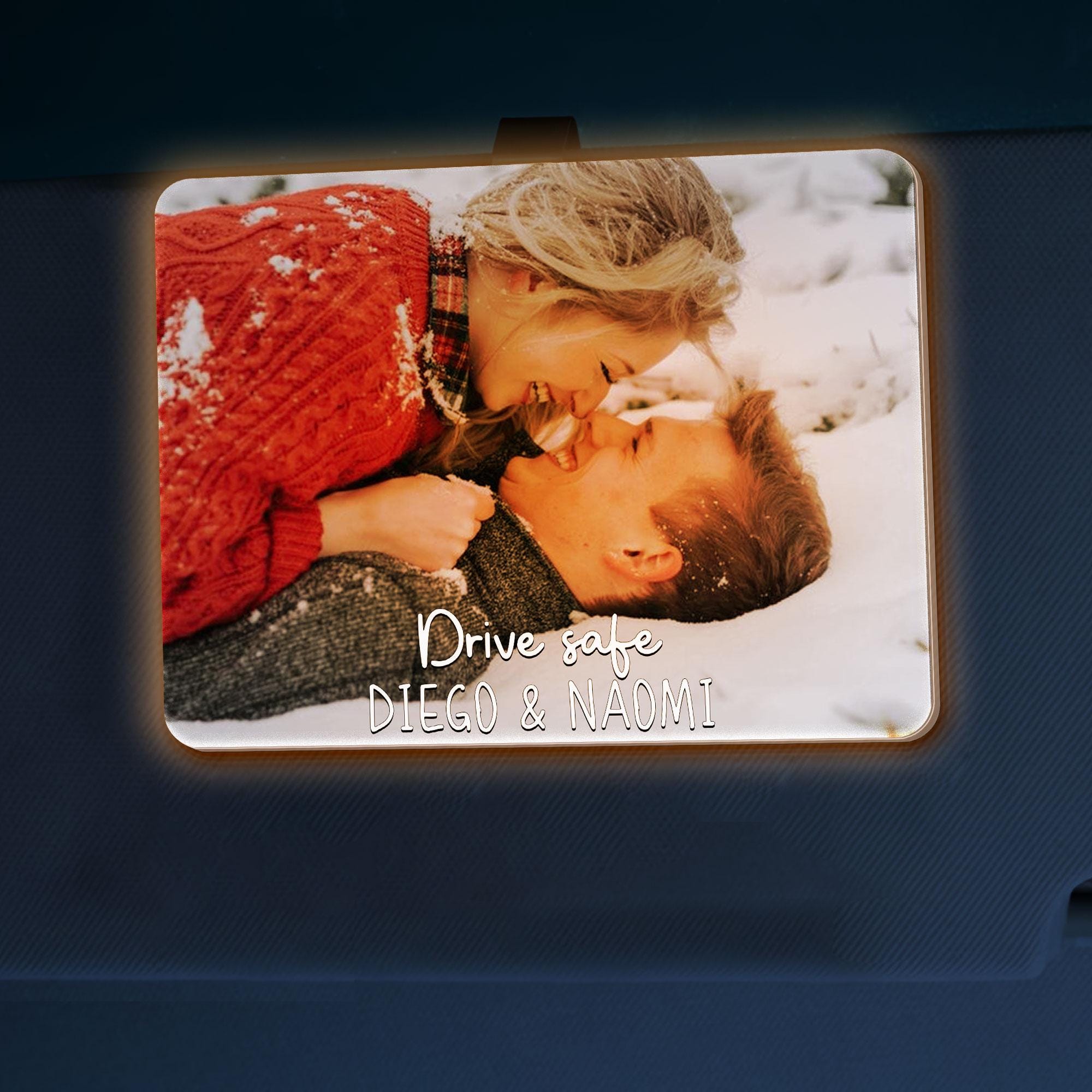 Custom LED Car Visor Clip with Photo, Personalized Car Visor Photo Plaque with LED Light, Clip for Car, Valentine Gift, Gift For Him CV22
