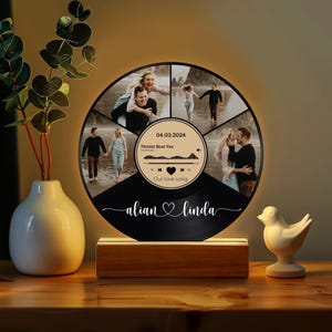 Personalized Song Plaque Photo Night Light , Custom Music Plaque with Photos, Music Lover Gift, Photo Music Plaque,Gift for her  NL96-10