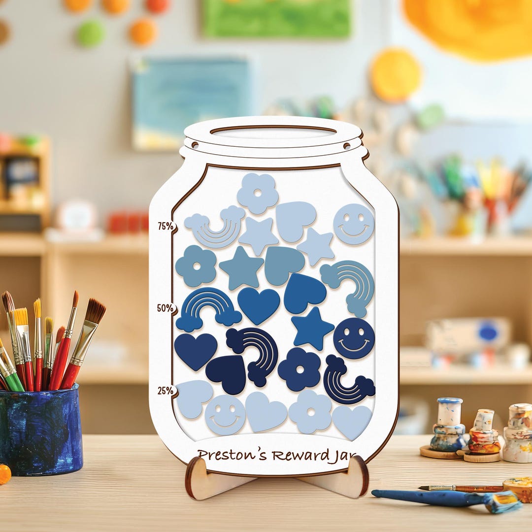 Custom Magnetic Reward Jar for Teachers and Parents, Wooden Star Jar ...