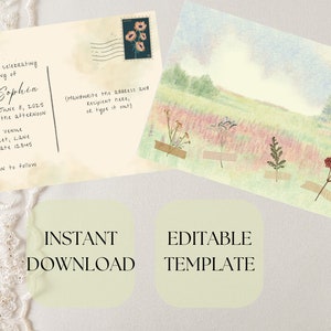 Plantilla digital de invitación de boda con acuarela, totalmente editable, temática de Bridgerton, boda vintage, imprimible, 5x7