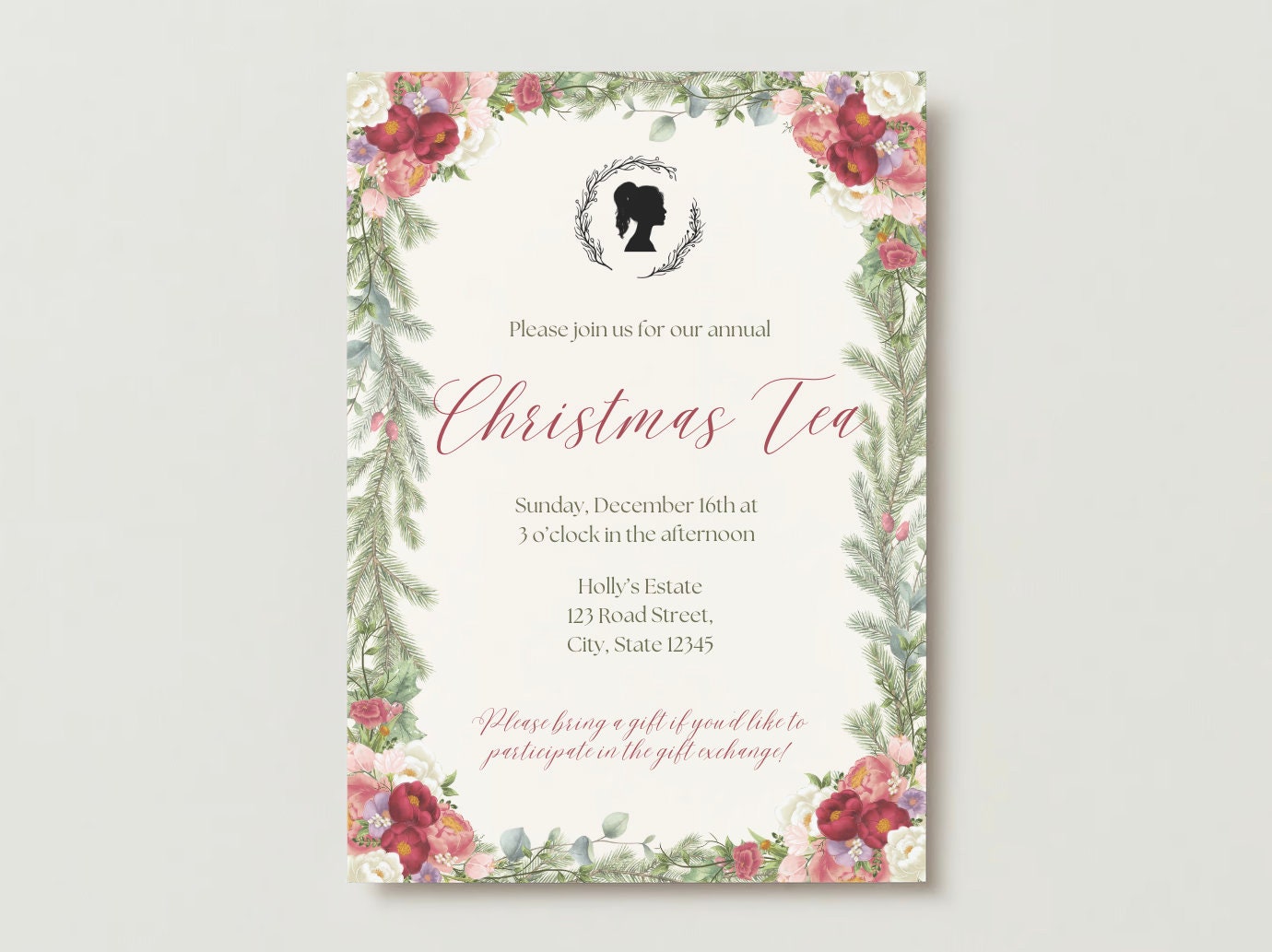 Bridgerton Theme Christmas Tea Party Invitation Template, Royal Tea ...