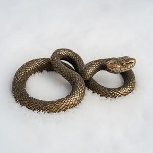 Miniature Serpent en Laiton Massif Enroulé, Figurine Snake Bronze Déco Mystique