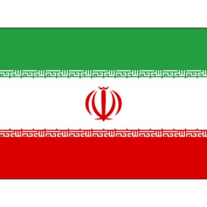 Peut inclure: Le drapeau iranien, un drapeau tricolore horizontal vert, blanc et rouge. La bande blanche centrale présente l'emblème national en rouge, et l'écriture coufique "Allah" est répétée le long des bords supérieur et inférieur de la bande blanche.