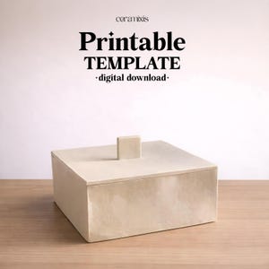 Square Box Pottery Template, Ceramic Slab Building, Digital Download