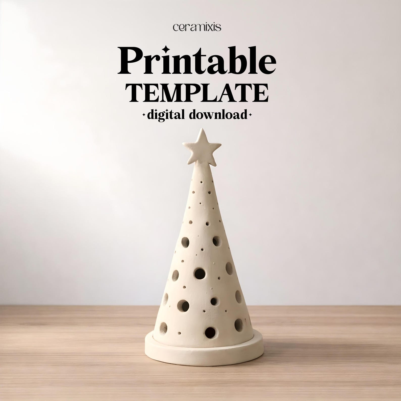 Cone Candle Holder Pottery Template, Ceramic Slab Building, Christmas ...
