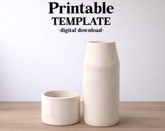 Jug and Cup Set Pottery Template, Ceramic Slab Building, Digital Download