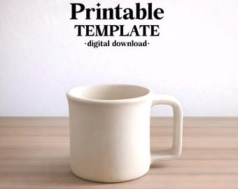 Molde para caneca de cerâmica, modelagem em placa de cerâmica, download digital