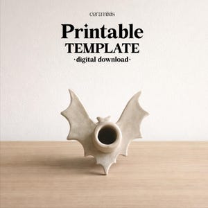 Modello in ceramica per portacandele a forma di pipistrello, decorazione di Halloween, costruzione con lastre di ceramica, download digitale