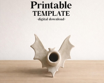 Bat Candle Holder Pottery Template, Halloween Decor, Ceramic Slab Building, Digital Download