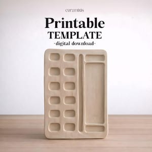 Plantilla de cerámica con paleta de pintura, para la construcción de losas de cerámica, descarga digital.