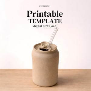 Can Cup Pottery Template, Ceramic Slab Building, Video Tutorial, Digital Download PDF