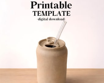 缶カップ陶器テンプレート、セラミックスラブ成形、ビデオチュートリアル、デジタルダウンロードPDF