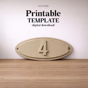 House Number Sign Pottery Template, Ceramic Slab Building, Digital Download