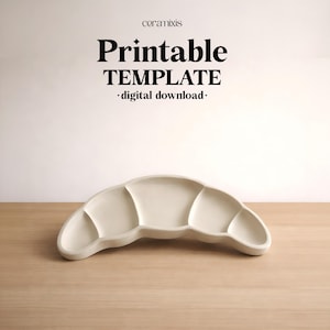 Croissant Plate Pottery Template, Ceramic Slab Building, Digital Download