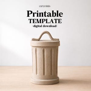 Vorlage für eine Mülltonne aus Keramik, Keramikbehälter mit Deckel, Plattenbauweise, digitaler Download