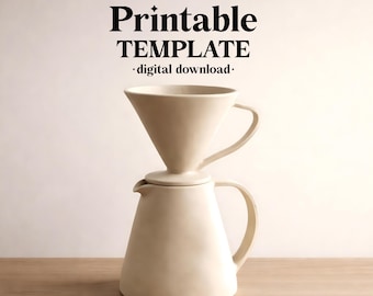 Coffee Pour Over Set Pottery Template, Ceramic Slab Building, Digital Download